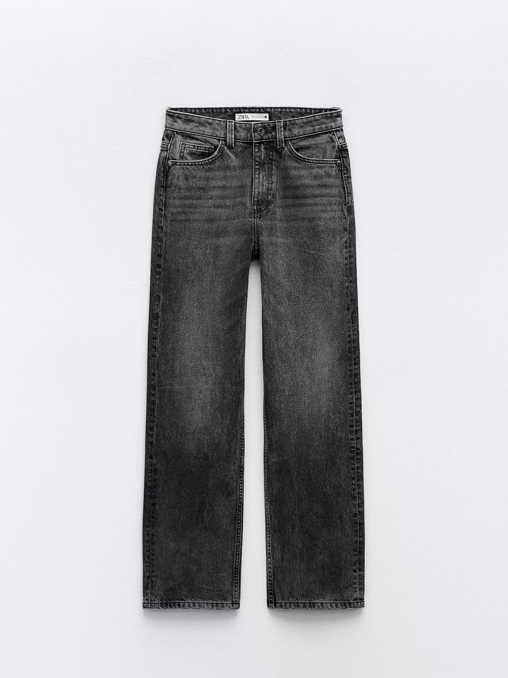 ZARA Women’s High-Waisted Full-Length Straight Leg Jeans | 6